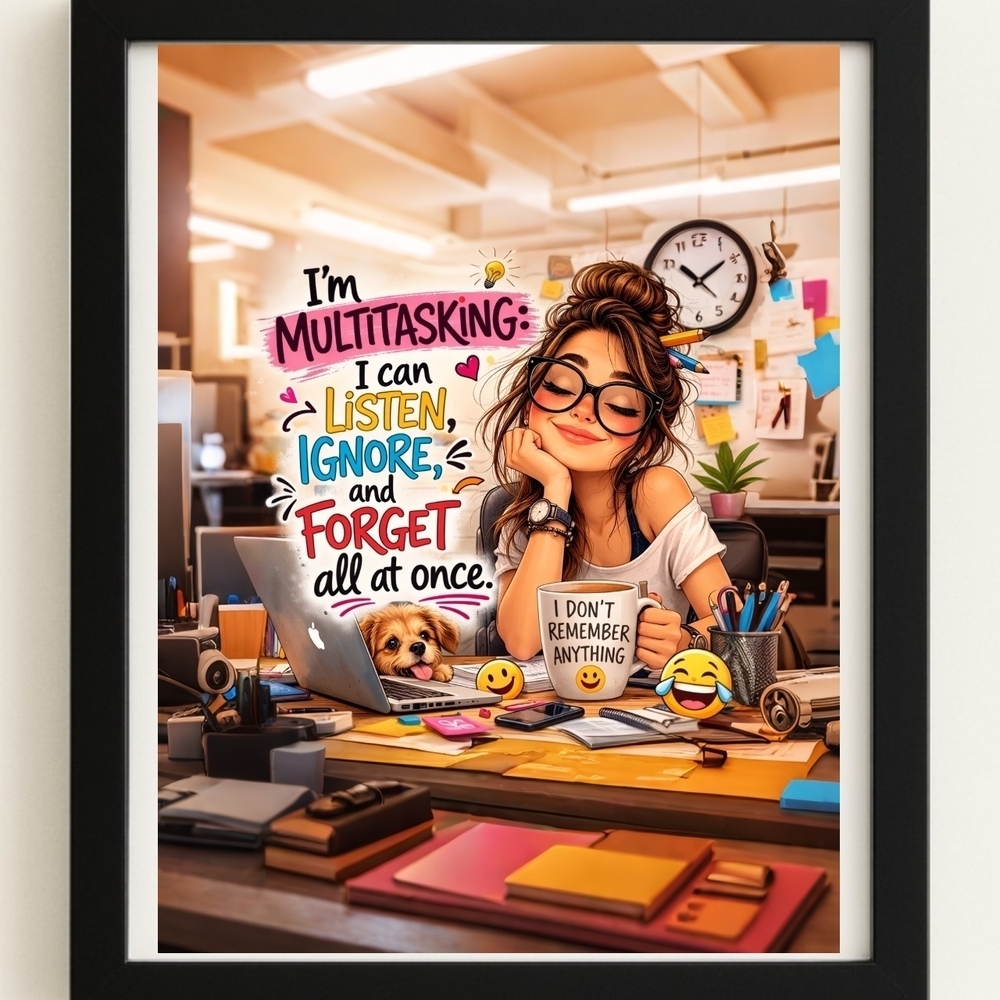 Motivational Home Office A.I. Art Print In A Frame 8x10